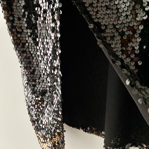 EXPRESS Black Sequin Split Back Top - Size XS - Picture 5 of 5